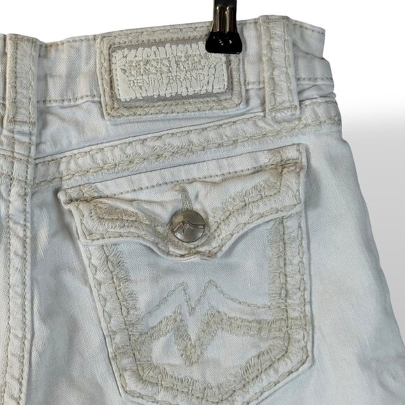 Miss Me Irene Shorts Womens Sz 29 White Embroidered Low Rise Flap Pocket Denim - Picture 10 of 15